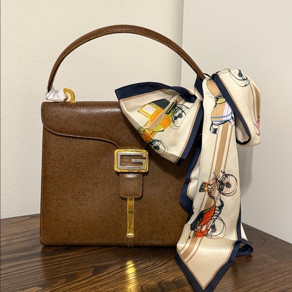Gucci Brown Satchel with Cream and Gold Accents - Picture 1 of 6